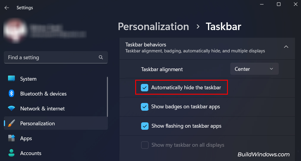 Automatically hide the taskbar