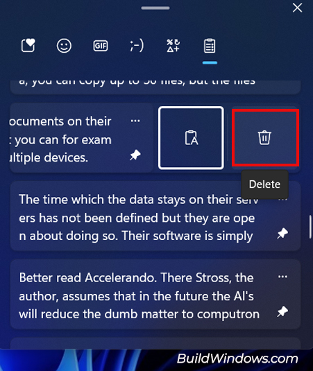 delete option