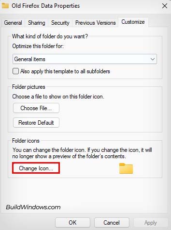 folder properties change icon