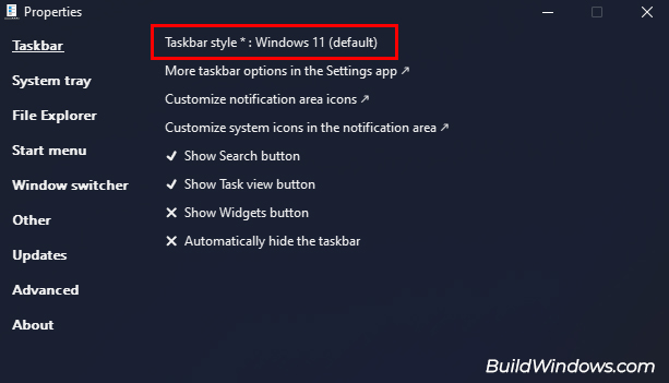 taskbar style windows 11